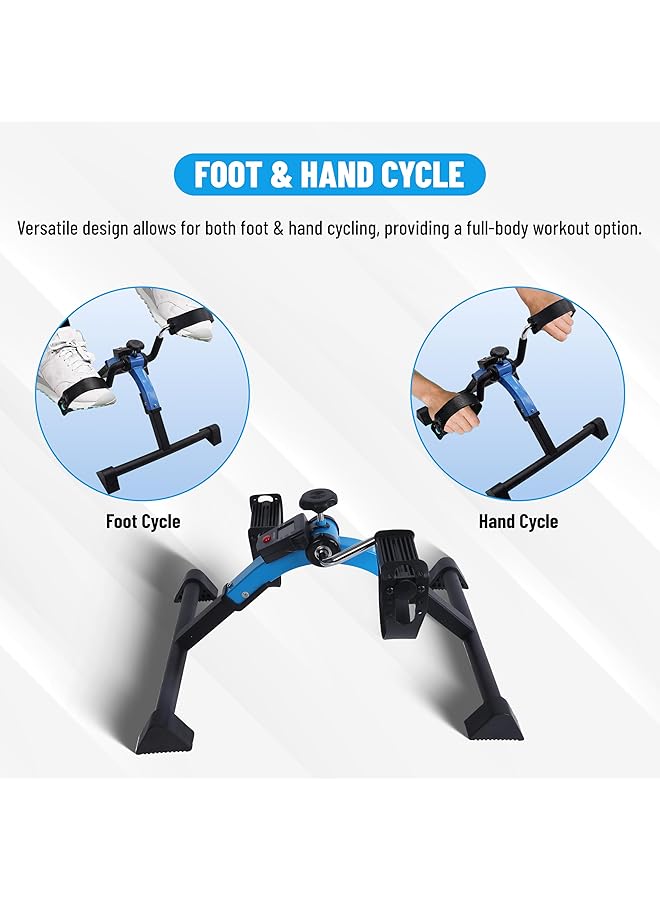 ENDLESS  Folding Pedal Exerciser With Lcd Monitor Blue Material: Alloy Steel Mini Under Desk Exercise Bike Foot Hand Cycle Portable Arm And Leg Exercise Peddler Machine For Men And Women - Image 3