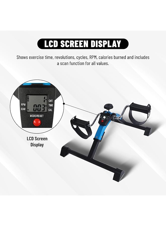 ENDLESS  Folding Pedal Exerciser With Lcd Monitor Blue Material: Alloy Steel Mini Under Desk Exercise Bike Foot Hand Cycle Portable Arm And Leg Exercise Peddler Machine For Men And Women - Image 4