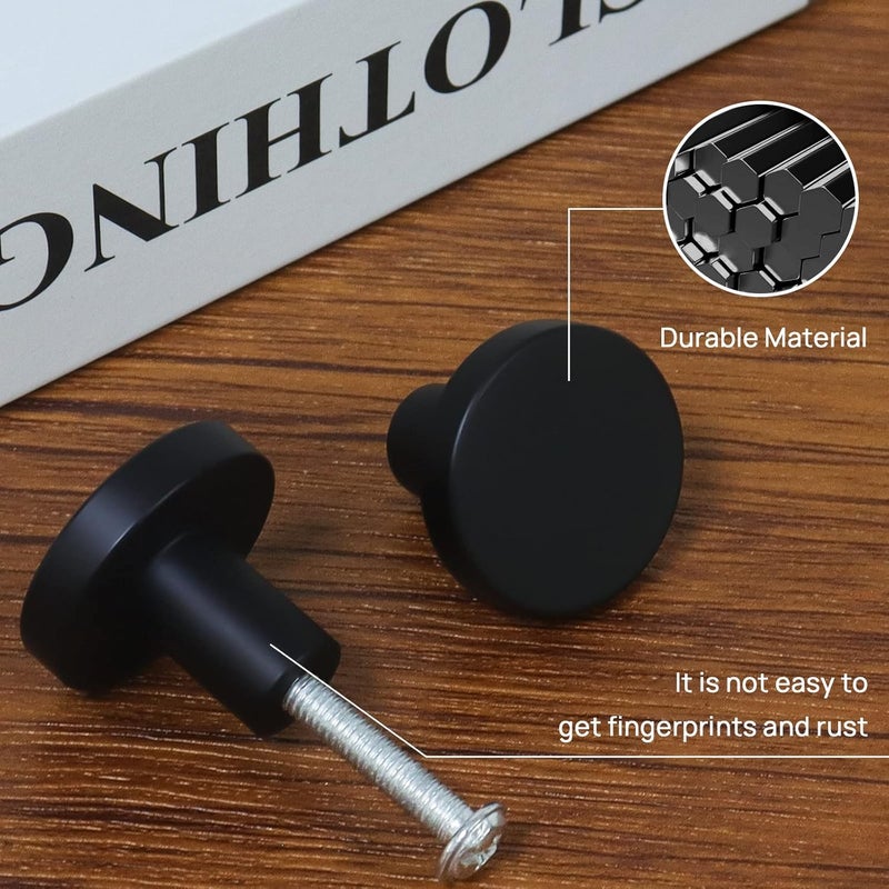 CHEF TIME 10 Packs Black Cylindrical Shape Cabinet Knobs Pull Hardware Handle,Minor Diameter Knobs for Cabinets and Drawers Pulls,Knob for Dresser Drawers,Bathroom Wardrobe Hardware - Image 3