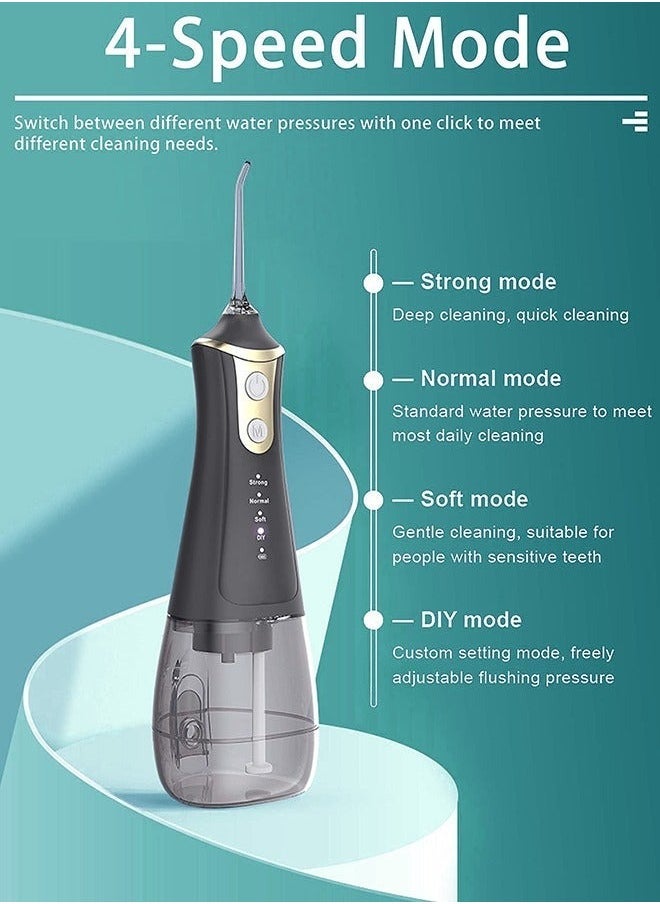 DOSCHER Portable Water Dental Flosser For Teeth Cleaning Dental Oral Irrigator With 4 Modes Scalable 5 Jet Nozzles IPX7 Water Resistance 300ML - Image 3