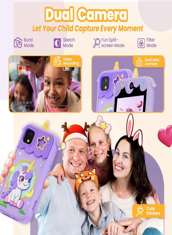 windpaint Kids Phone for Girl Toys, Christmas Birthday Gifts for Age 3-10 Year Old Girls Boys Toys, Kids Toddler Smart Phone, Detective Educational Learning Toys with 2.8" Touchscreen, Music Video Game (Purple) - Image 3
