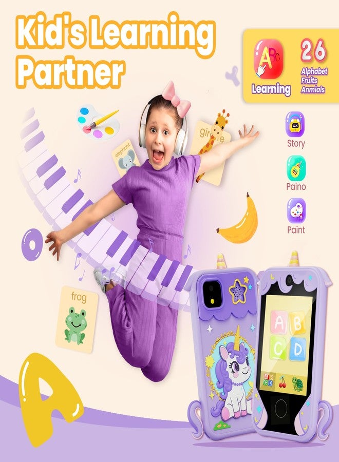 windpaint Kids Phone for Girl Toys, Christmas Birthday Gifts for Age 3-10 Year Old Girls Boys Toys, Kids Toddler Smart Phone, Detective Educational Learning Toys with 2.8" Touchscreen, Music Video Game (Purple) - Image 4