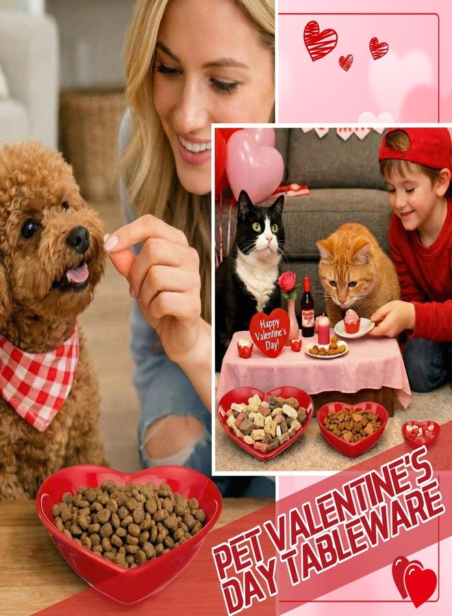 Suclain 3 Piece Heart Shaped Plates Set Valentines Day Plates and Bowls Dishes Mini Ceramic Ramekins Multipurpose Ceramic Bowl Microwave and Dishwasher Safe for Valentine‘S Day Party Supplies, Red - Image 4