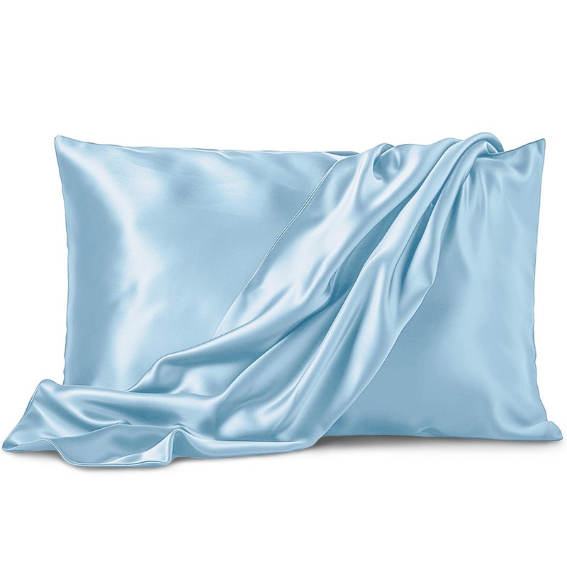 Pure Bedding Satin Pillowcase 2 Pack - Queen Size (20""x30""  Sage) - Silky Pillow Cases for Hair and Skin - Satin Pillow Covers with Envelope Closure - Extra Soft Premium Microfiber - Image 1