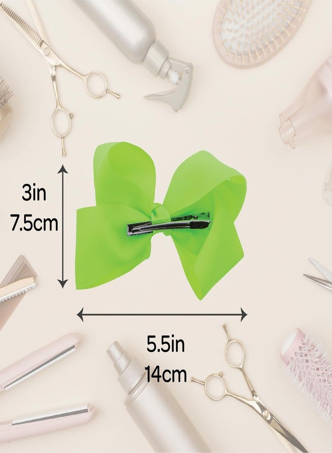 موتيك أكسيسوريز مشبك شعر على شكل فيونكة من قماش غروغرين مقاس 5.5 بوصة للنساء والفتيات (أخضر نيون) - Image 5