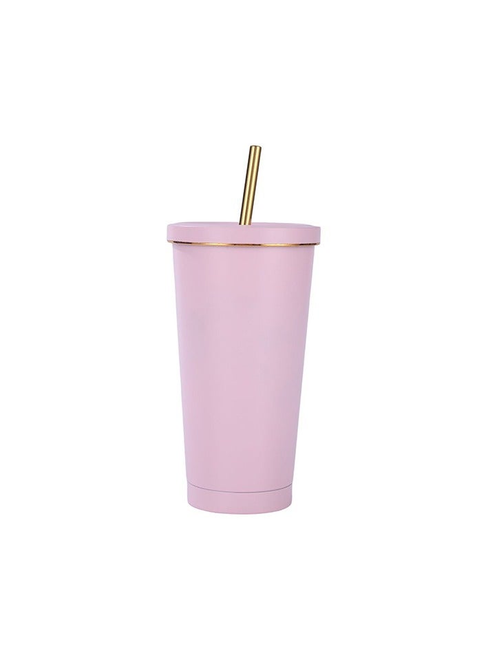 xozgdovg Portable straw thermos cup 750ml lotus lotus gold 