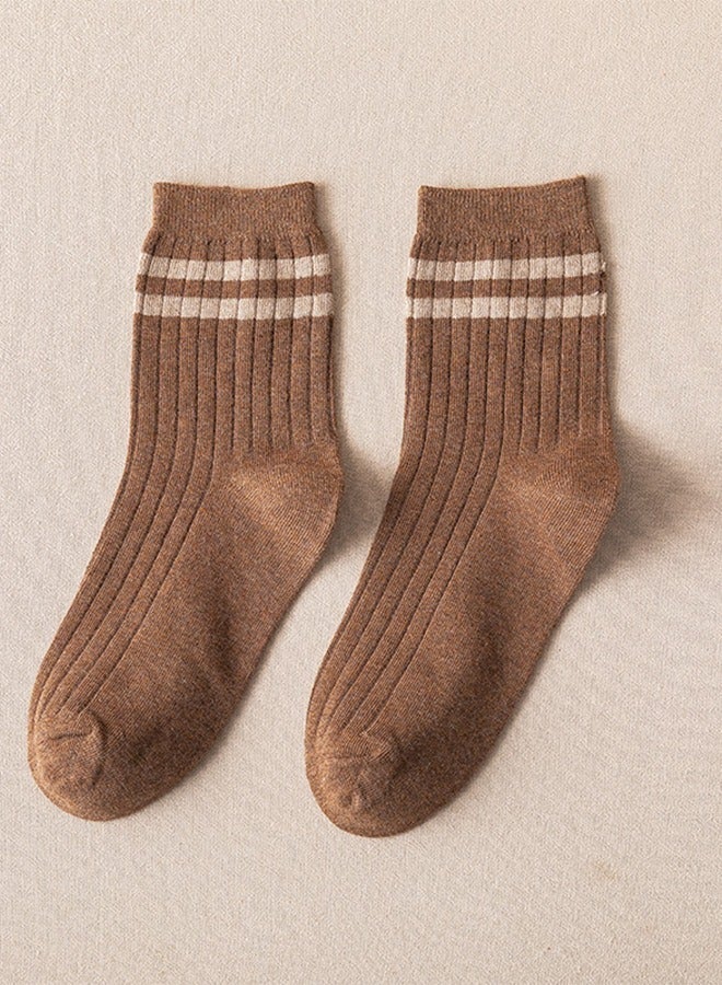 NIBEMINENT Pair of 5 Pure Cotton Breathable Sweat-absorbent Casual Socks Men's Double-needle Mid-calf for All Seasons Autumn and Winter Multicolor - Image 5