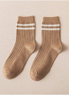 NIBEMINENT Pair of 5 Pure Cotton Breathable Sweat-absorbent Casual Socks Men's Double-needle Mid-calf for All Seasons Autumn and Winter Multicolor  - Image 4
