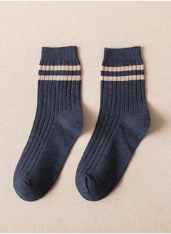 NIBEMINENT Pair of 5 Pure Cotton Breathable Sweat-absorbent Casual Socks Men's Double-needle Mid-calf for All Seasons Autumn and Winter Multicolor  - Image 3
