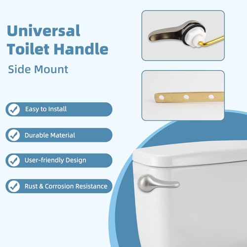 iFealClear Universal Toilet Handle Replacement Kit Side Mount with 2-Inch Rubber Toilet Flapper, Toilet Tank Parts Compatible with Kohler, American Standard, TOTO, Mansfield, Angle Mount-Brushed Nickel - Image 2