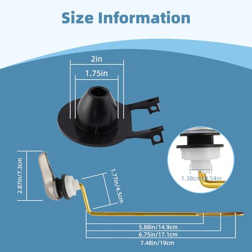 iFealClear Universal Toilet Handle Replacement Kit Side Mount with 2-Inch Rubber Toilet Flapper, Toilet Tank Parts Compatible with Kohler, American Standard, TOTO, Mansfield, Angle Mount-Brushed Nickel - Image 4