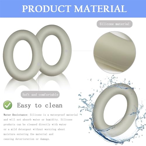 Adhiper 3Sets Silicone Sweat Case Cover for Sony WH-1000XM4 WH-1000XM3 Headphones, Silicone XM4 Earpad Cover/Ear Covers/Headband Cover Protector, Sweat Proof Soft Headphone Accessories (Off White) - Image 3