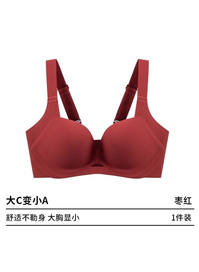 Seamless Push-up Underwear Big Chest Small Anti-sagging Full Cup Anti-external Expansion Breast Adjustable Bra Without Steel Ring
