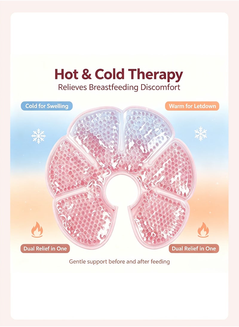 insular Breast Therapy Pads, 2-Pack Hot & Cold Gel Pads for Breastfeeding Relief, Reusable Nursing Ice Packs for Engorgement, Clogged Ducts & Milk Let-Down, Breast Pump Aid (Pink) - Image 3
