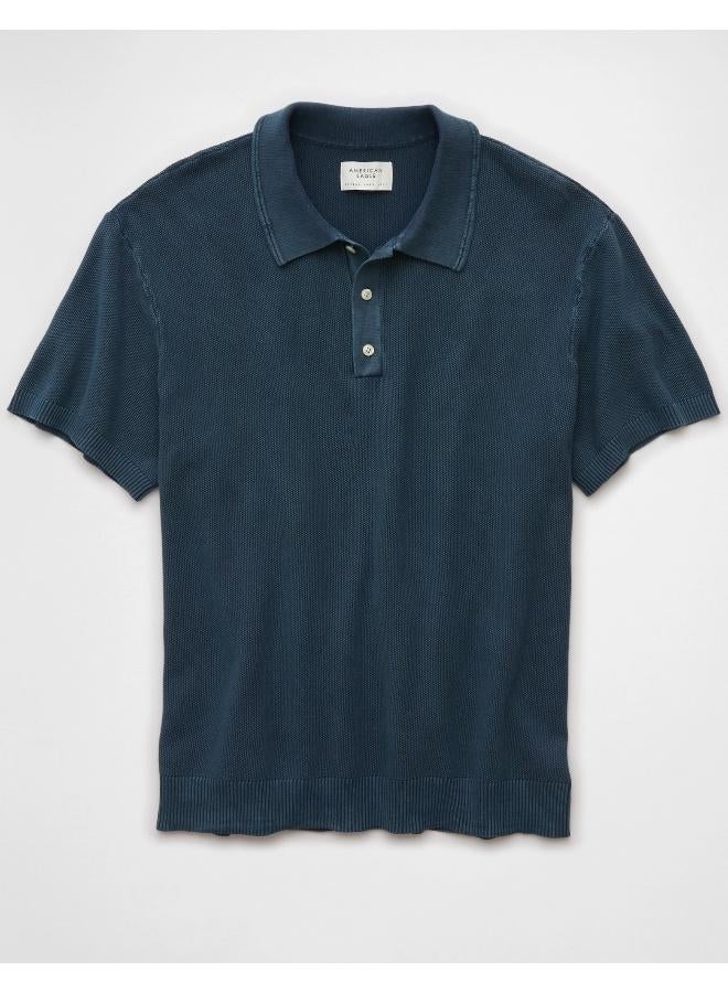 American Eagle AE Washed Sweater Polo Shirt  - Image 4