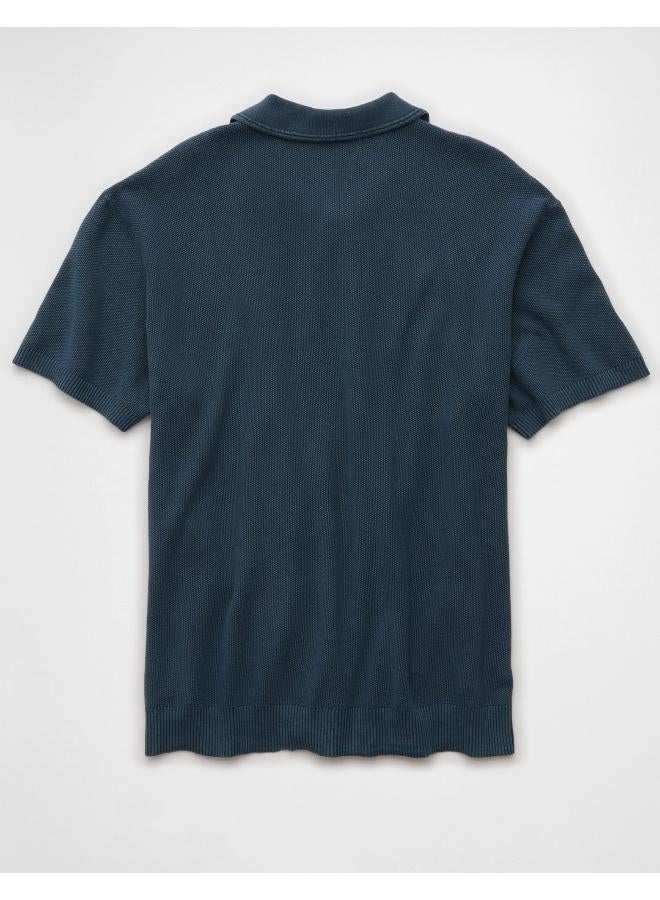 American Eagle AE Washed Sweater Polo Shirt  - Image 3
