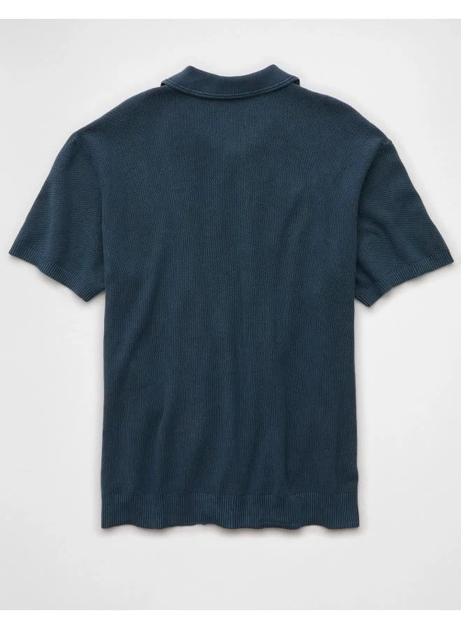 American Eagle CLASSIC NAVY AE Washed Sweater Polo Shirt for Men | Best Price UAE