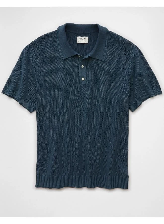 American Eagle CLASSIC NAVY AE Washed Sweater Polo Shirt for Men | Best Price UAE