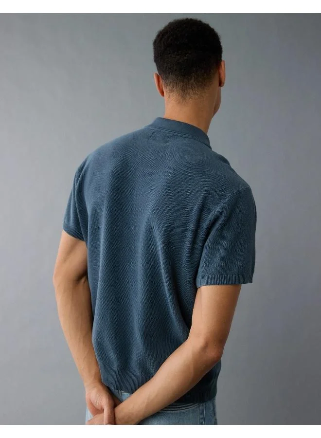 American Eagle CLASSIC NAVY AE Washed Sweater Polo Shirt for Men | Best Price UAE