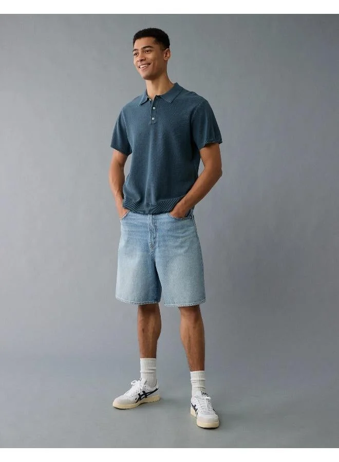 American Eagle CLASSIC NAVY AE Washed Sweater Polo Shirt for Men | Best Price UAE