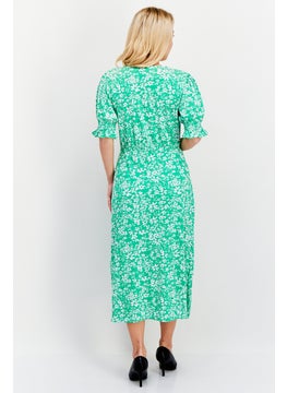 French Connection Women Floral Print Midi Dress, Green  - Image 4