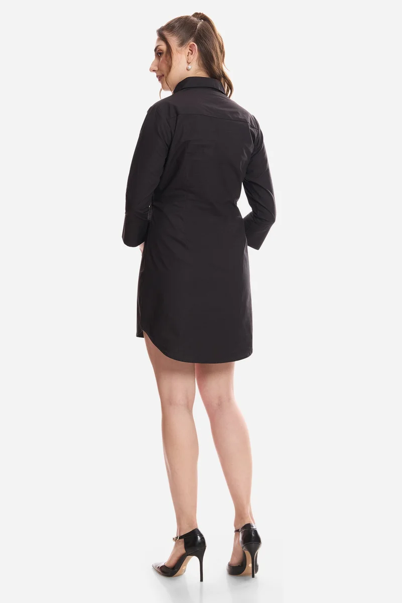 Virgio  Solid Cotton Mini Shirt Dress for Women for Women | Best Price UAE