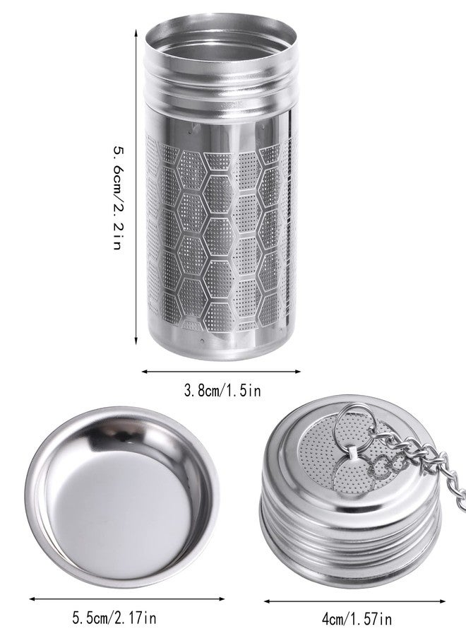 Prudiut 2 Pack Tea Strainers Infuser for Loose Tea 304 Stainless Steel Mesh Loose Leaf Steeper Diffuser with Chain Hook and Threaded Lid for Black Tea, Spices and Seasonings - Image 2