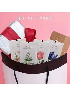 عربست 12 عبوة من أكياس العلاج بالروائح مع خطافات معطر خزانة الملابس، معطر الهواء، الورد، الخزامى، الزنبق، الياسمين 4 عطور لأدراج خزانة الملابس والحمام والأحذية والسيارة وما إلى ذلك.  - Image 4