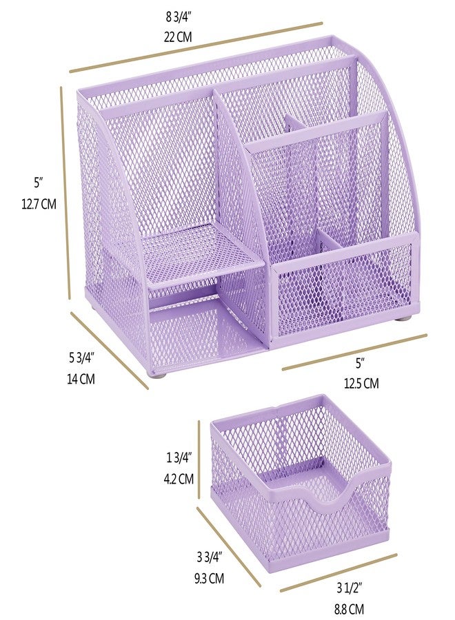Exerz Desk Organizer Light Purple Office Desk Accessories Supplies Office Storage Desktop Pencil Pen Holder with Drawer Home Workspace - Image 2