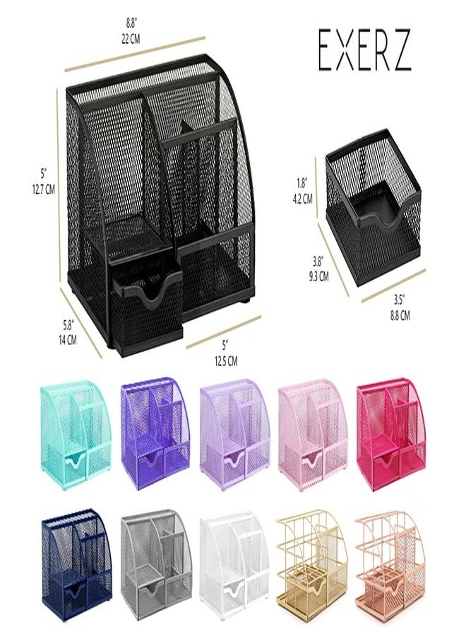 Exerz Desk Organizer Light Purple Office Desk Accessories Supplies Office Storage Desktop Pencil Pen Holder with Drawer Home Workspace - Image 3