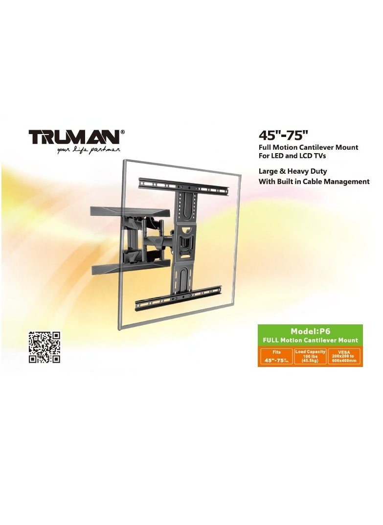 TRUMAN Truman - TV Wall Mount P6 Movable 45-75 inch - Black  - Image 1