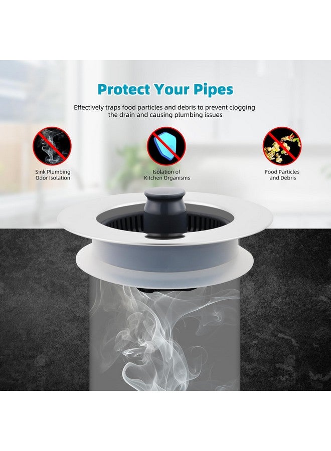 Hibbent 3 in 1 Kitchen Sink Drain Strainer, Stainless Steel Wrapped Shell Drain Stopper Combo, Pop Up Sink Stopper, Anti-Clogging Basket Strainer with Handle for US Standard 3-1/2" Drain - Image 4