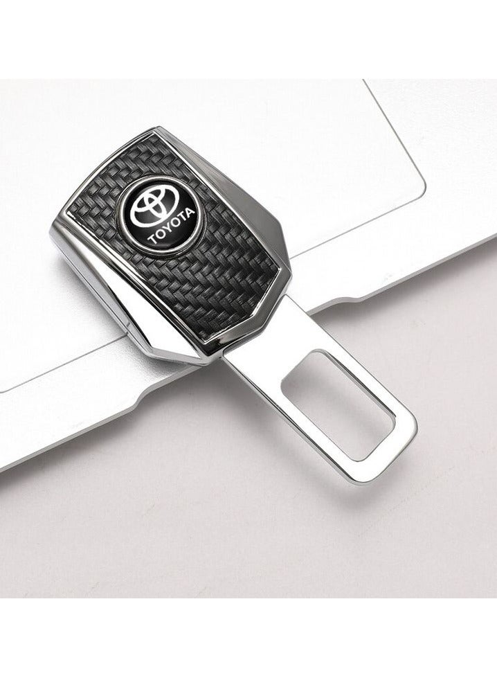 TOYOTA Universal Seat Belt Clip Buckle Alarm Stopper Clip With Carbon Fiber Pattern Premium Seat Belt Extender For Comfort And Safety Fits Most Vehicles 1 Piece  - Image 1
