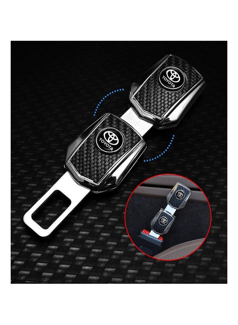 TOYOTA Universal Seat Belt Clip Buckle Alarm Stopper Clip With Carbon Fiber Pattern Premium Seat Belt Extender For Comfort And Safety Fits Most Vehicles 1 Piece  - Image 2