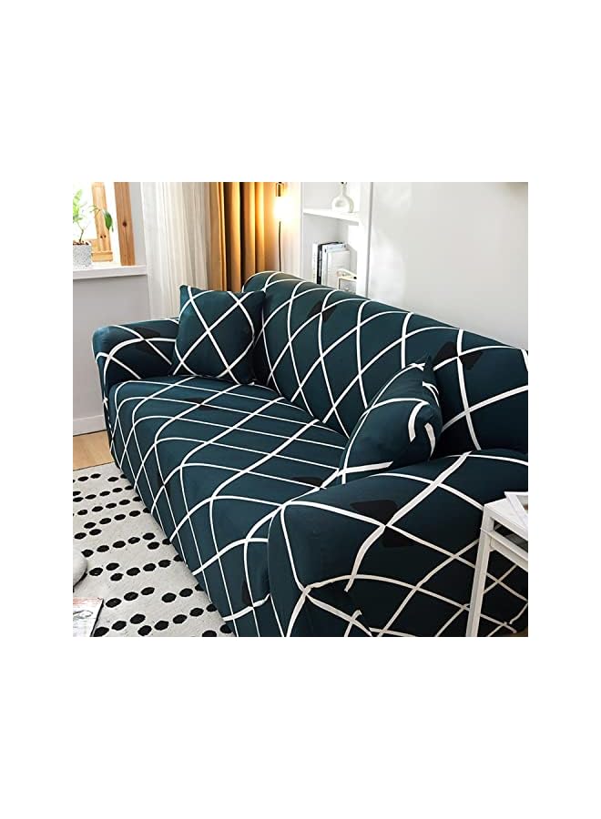 The Bros Polyester Spandex Printed Sofa Cover Big Elasticity Cover Stretch Universal Sofa Slipcovers (Blue Diamond, Four Seater) - Image 3