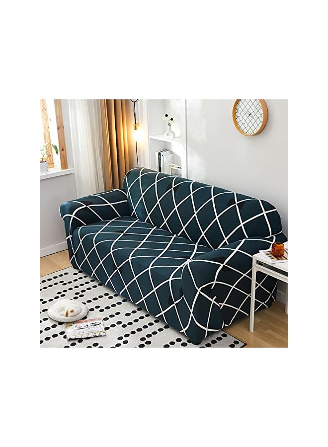 The Bros Polyester Spandex Printed Sofa Cover Big Elasticity Cover Stretch Universal Sofa Slipcovers (Blue Diamond, Four Seater) - Image 2