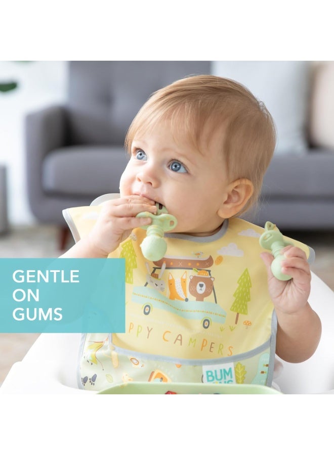 Bumkins Baby Utensils Set, Chewtensils Silicone Spoons for Dipping, Self-Feeding, Baby Led Weaning, Trainer Learning, First Stage Eating, Soft Practice Fork and Spoon, Babies 6 Months, Sage Green - Image 3