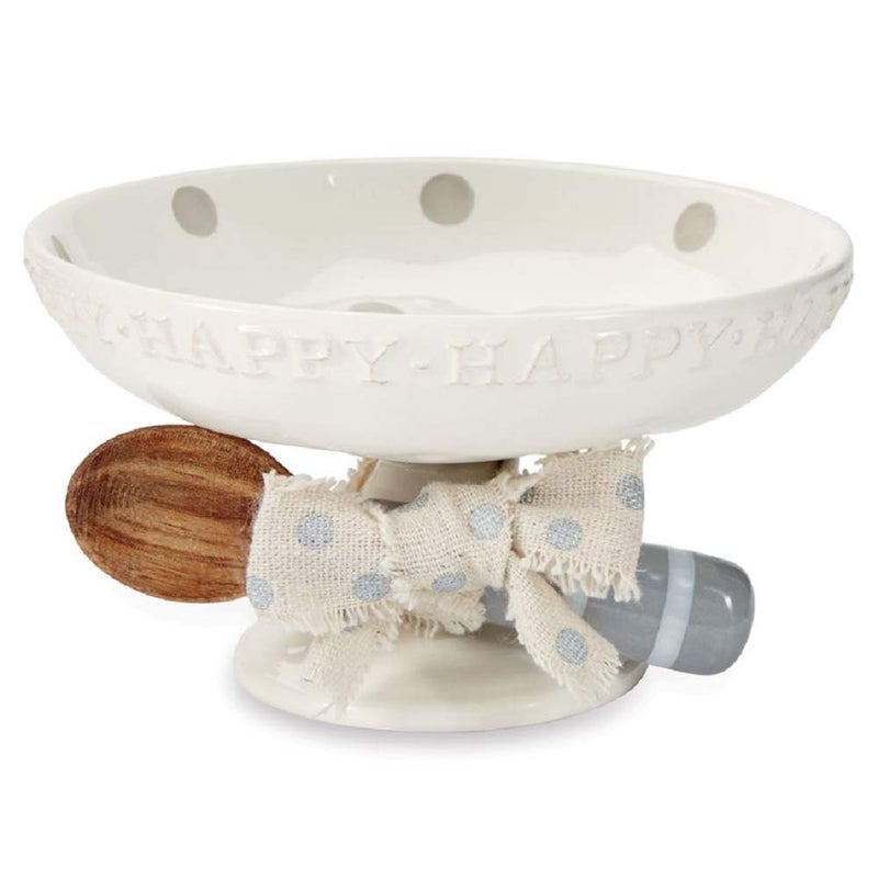 mud pie Mud Pie Happy Candy Set dish 3 x 5 12 dia  spoon 4 12 White 