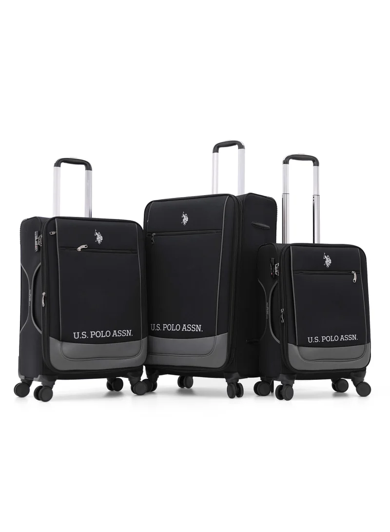يو اس بولو اسن U.S. Polo Assn. 3-Piece Softshell Luggage Set | 20" 24" 28" Spinner Suitcases with TSA Lock - Complete Travel System