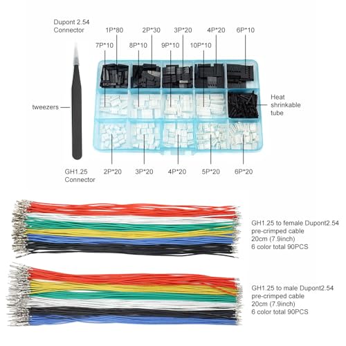 elechawk GH Connectors to Dupont 2.54 Pre-Crimped Cables and Connectors Kit Compatible with JST GH 1.25mm for Pixhawk Cube 6C 6X Pixhawk4 20cm Silicone Wire - Image 2