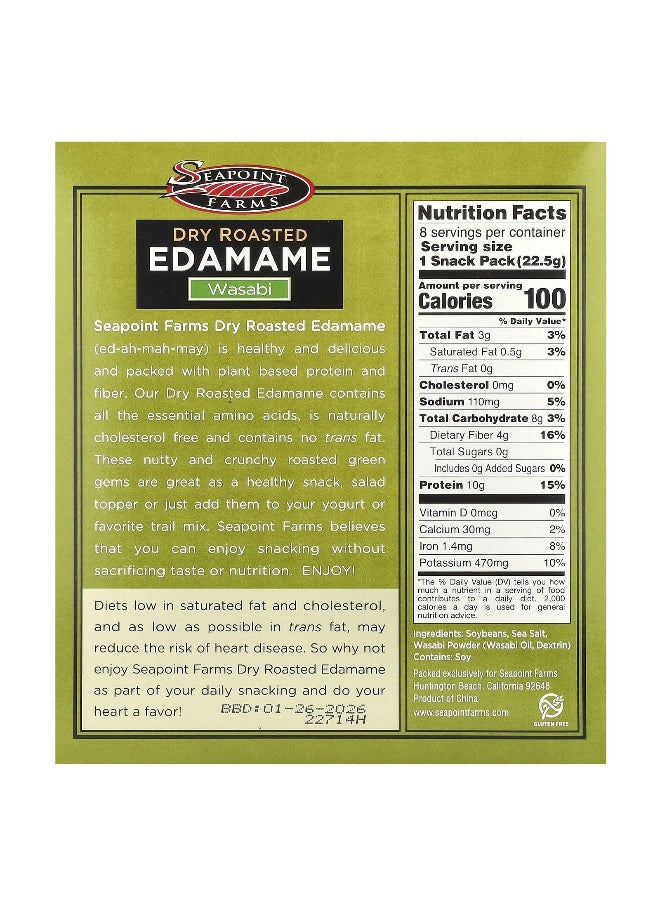 SEAPOINT FARMS Seapoint Farms, Dry Roasted Edamame, Wasabi, 8 Snack Packs, 0.79 oz (22.5 g) Each  - Image 2