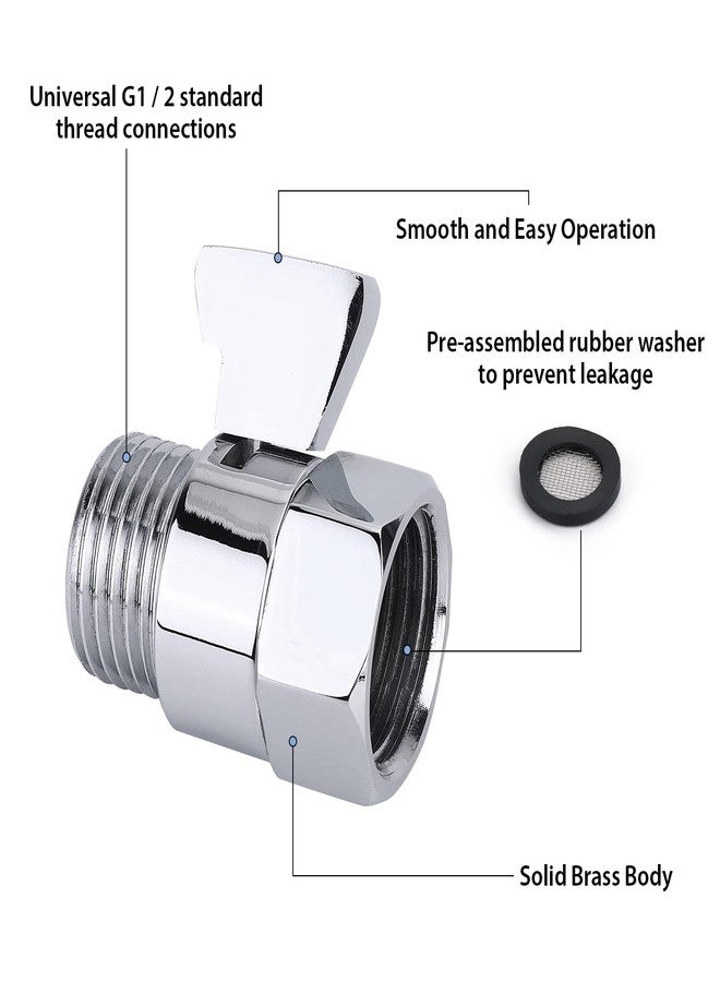 براساكو صمام إغلاق الدش، مقيّد تدفق رأس الدش، صمام التحكم في تدفق الدش، صمام إغلاق نحاسي للدش المحمول، كروم - Image 4