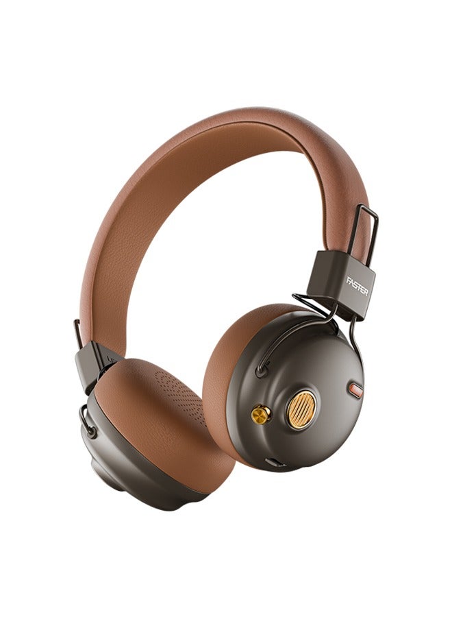 Faster S8 Rova Over Ear Headphones- Advanced ANC 5.3 Bluetooth Wireless Headphones 43H Playtime- 40mm Drivers Type-C Charging Hands Free Calls Deep Bass Lightweight Sports Gym Travel Work Home Office Cellphone PC - Black / Brown - Image 1