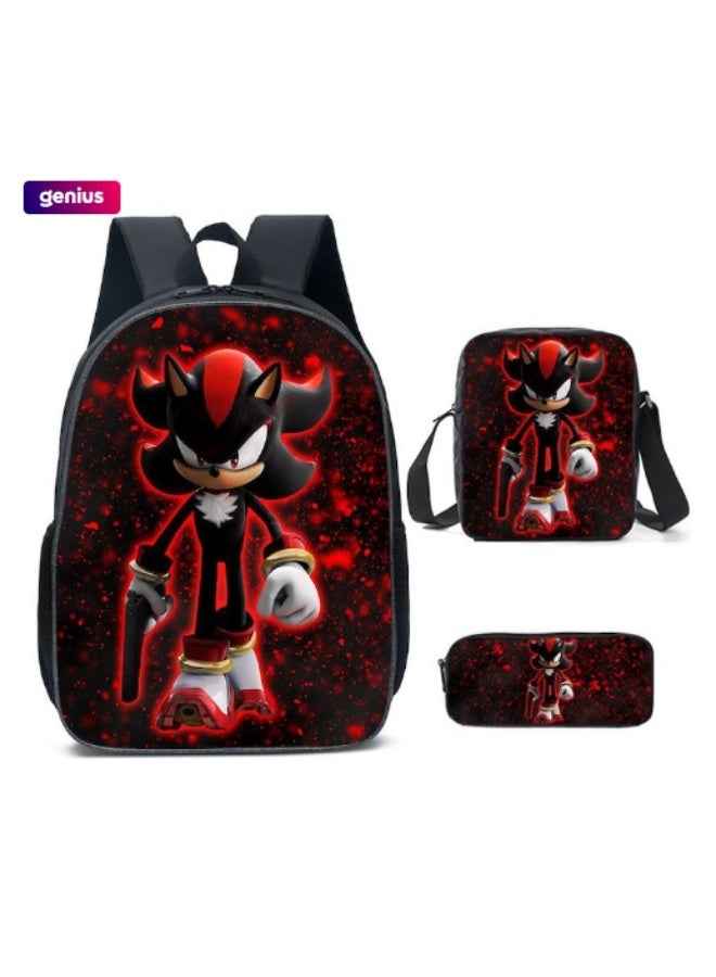 SONIC New Sonic Backpack, Pencil Case Crossbody Bag, Three-Piece Style, Boys' and Girls' Backpack, Casual Sports Travel Backpack, Student Schoolbag - Image 1