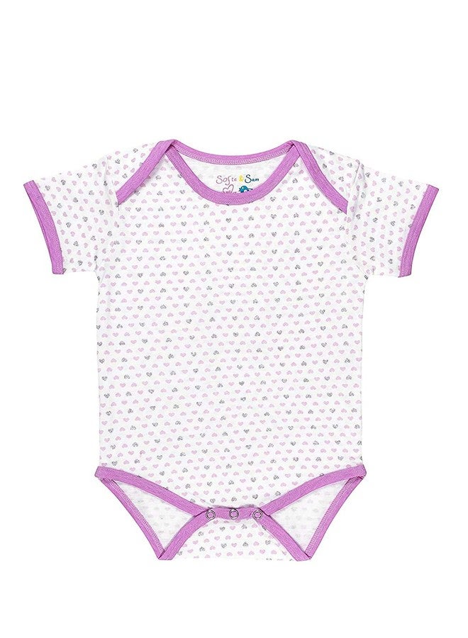 Sofie & Sam Premium Cotton 1 Pc Baby Romper Half Sleeves (12-18) Months - Hearts/Pink - Image 1
