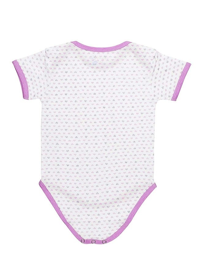 Sofie & Sam Premium Cotton 1 Pc Baby Romper Half Sleeves (12-18) Months - Hearts/Pink - Image 3