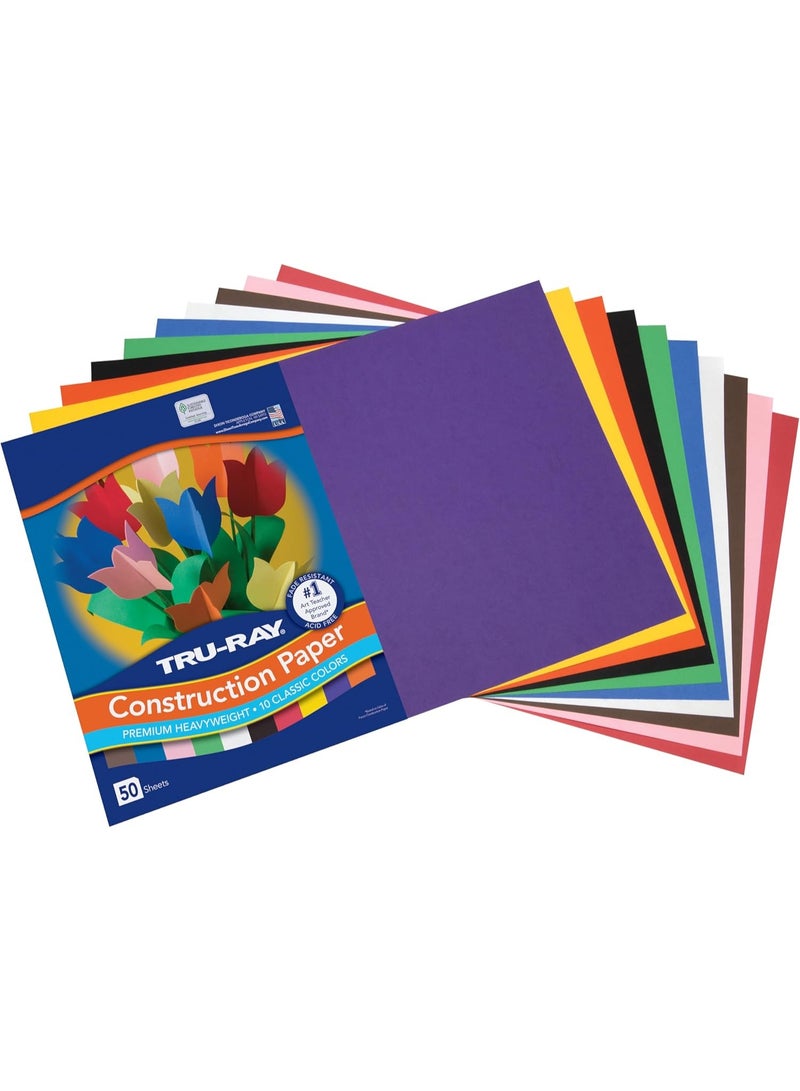 Tru-RayÂ® Construction Paper, 50% Recycled, Assorted Colors, 12" x 18", Pack Of 50 - Image 2