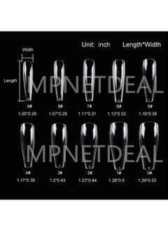 MPNETDEAL 1000Pcs Clear False Nails Extension Tips Half Cover 500Pcs Full Cover 500Pcs Coffin Shape Acrylic Nail Tips  - Image 5