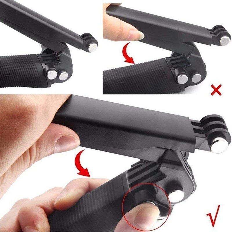 Sounce 3-Way Monopod Grip Tripod Foldable Selfie Stick, Stabilizer Mount Holder for GoPro Hero 7/6/5, SJCAM SJ6, SJ7, SJ5000, Yi and All Action Cameras - Image 4