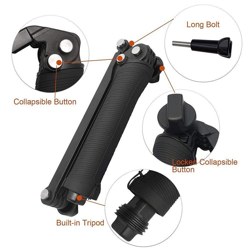 Sounce 3-Way Monopod Grip Tripod Foldable Selfie Stick, Stabilizer Mount Holder for GoPro Hero 7/6/5, SJCAM SJ6, SJ7, SJ5000, Yi and All Action Cameras - Image 3